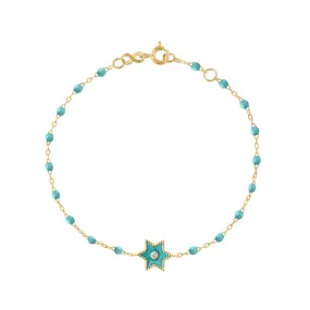 Étoile Diamond Bracelet, Turquoise Green, Yellow Gold, 6.7